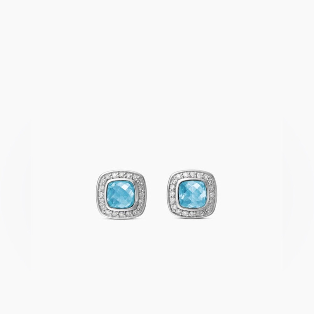 PETITE ALBION STUD EARRINGS
Sterling Silver with Blue Topaz and Pavé Diamonds,5m